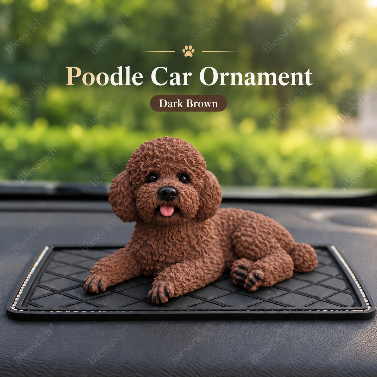 Pudel-bilprydnad – söt dekoration för instrumentbrädan 🐶✨