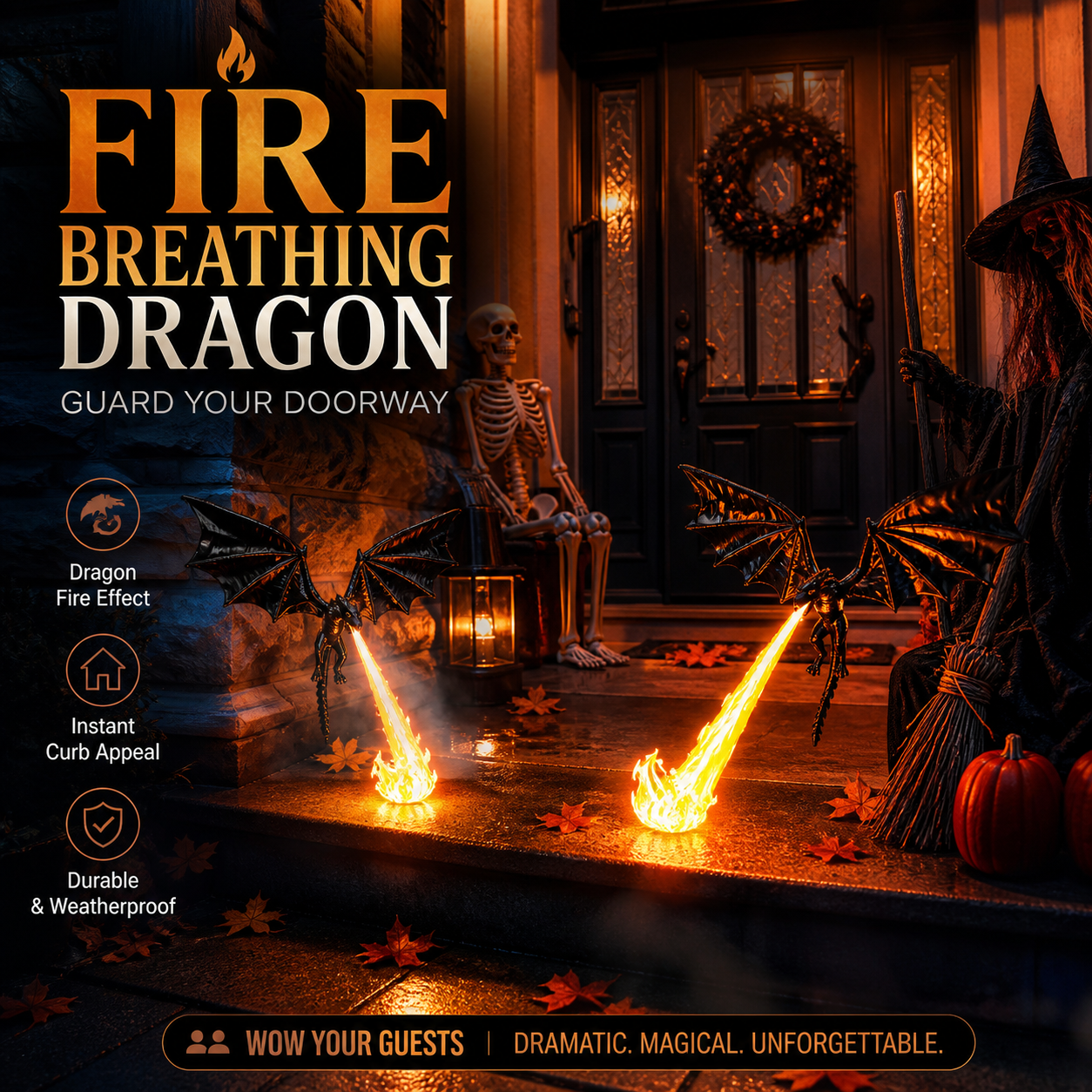 🔥Drakelåmsprydnad | Spöklik Halloweendekoration – ett måste