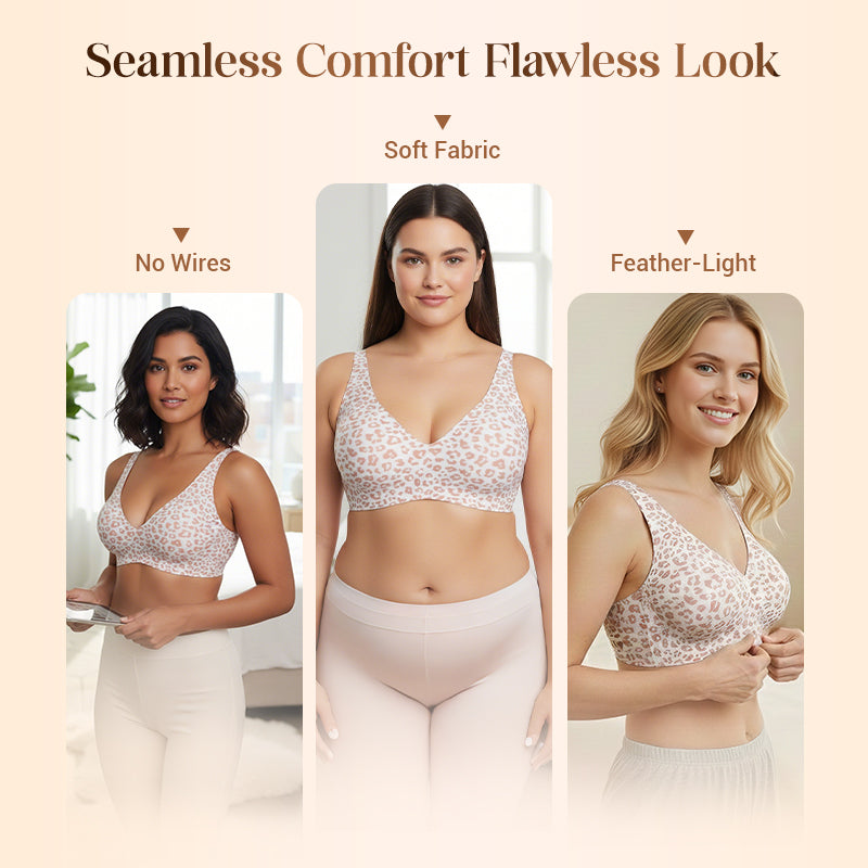 Jelly trådlös BH för kvinnor – Sömlös push-up bralette med djup V-ringning, perfekt för vardagen