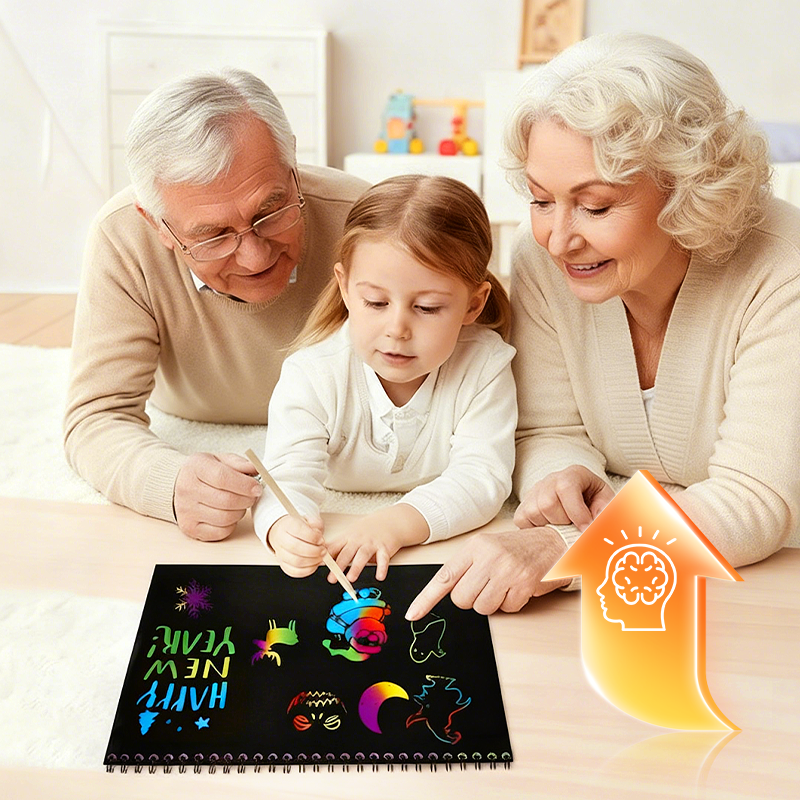 Regnbågens magiska skrappapper med träpenna