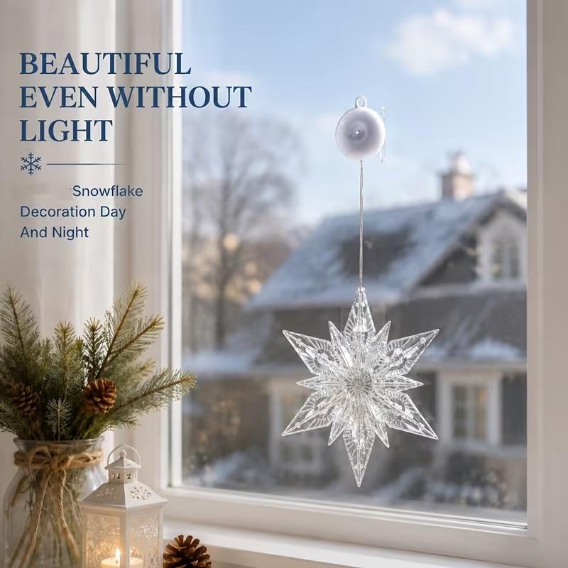 ⏳SISTA REA-DAGEN🎄❄️ DIY LED-sugkoppslampor med julsnöflingor ✨ | Batteridrivna, varmt och flerfärgat ljus, sugkoppslampor för fönster, juldekoration för hem och fest
