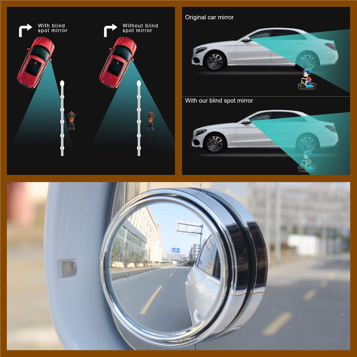 🚗 50 % RABATT NU! 👀 Dödvinkelsspeglar för Bilen – 2-pack, 360° Justerbara & Bredare Sikt Bakåt 🔧✨