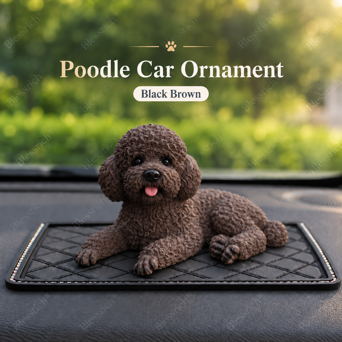 Pudel-bilprydnad – söt dekoration för instrumentbrädan 🐶✨