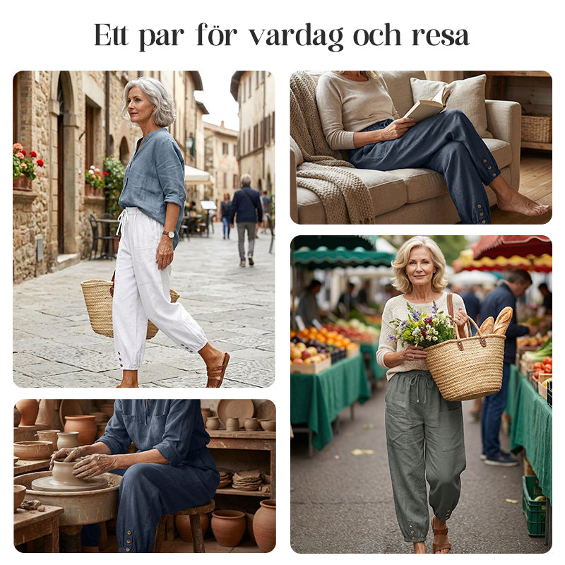 Sommarbyxor i bomull och linne för kvinnor Nine Minute Byxor