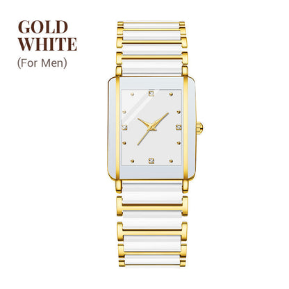 Fashion Ceramic Square Quartz Watch, klocka för par