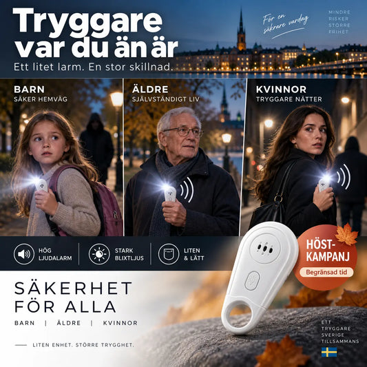 🛡️ 50 % RABATT! Få snabb uppmärksamhet i en nödsituation – personligt 130 dB-larm med strobeljus, ficklampa och dragring