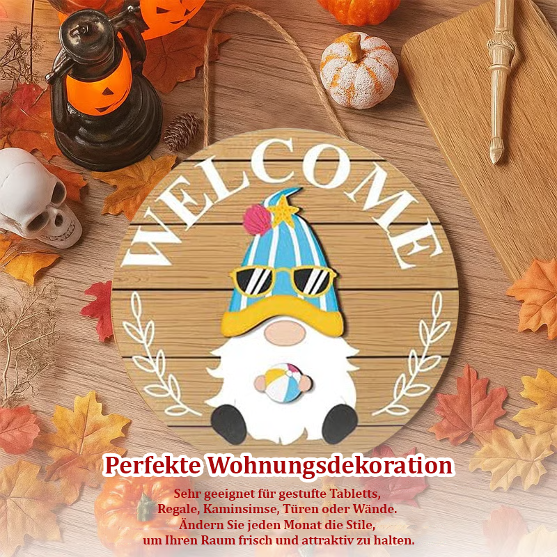 🎅Saisonangebot🌟Ihr ganzjähriges Fest der Kreativität!🎄Austauschbares hölzernes Gnom-Willkommensschild🎈
