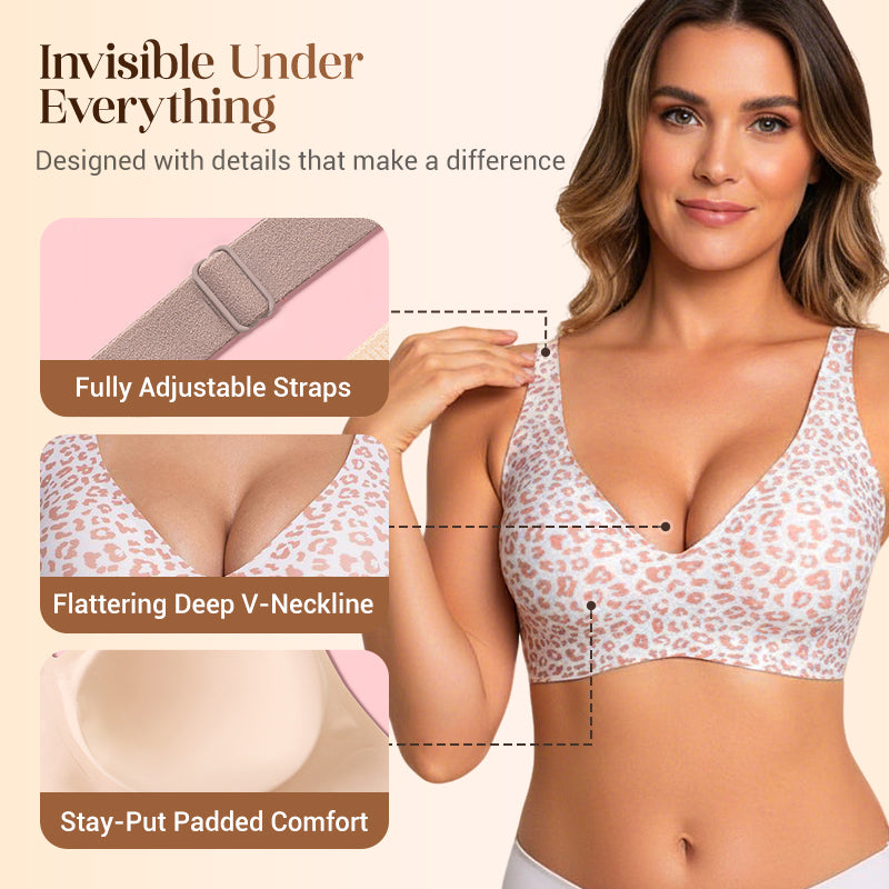 Jelly trådlös BH för kvinnor – Sömlös push-up bralette med djup V-ringning, perfekt för vardagen