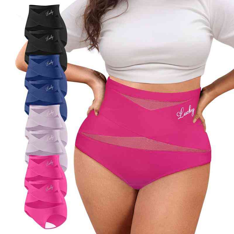 🌸Sista dagen – köp 1, få 3 paket✨Plus size-högmidjade trosor med korsande magkontroll