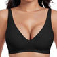 Jelly trådlös BH för kvinnor – Sömlös push-up bralette med djup V-ringning, perfekt för vardagen