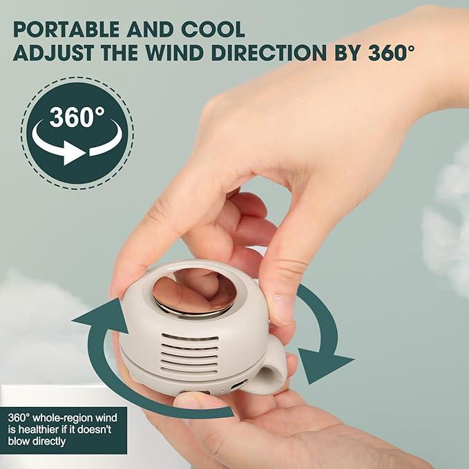 Bärbar mini-fläkt med klämma, 360° roterbar