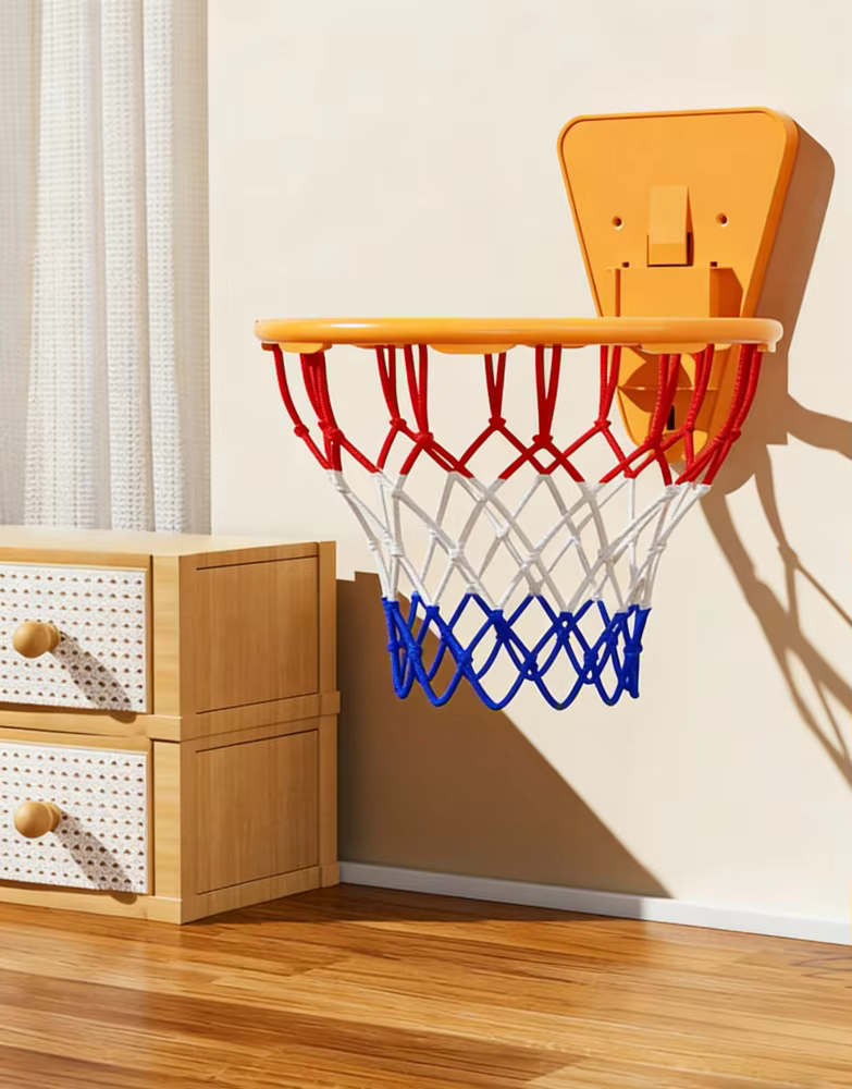 Väggmonterad självhäftande portabel basketkorg i plast för inomhus- och utomhusbruk, med tillbehör