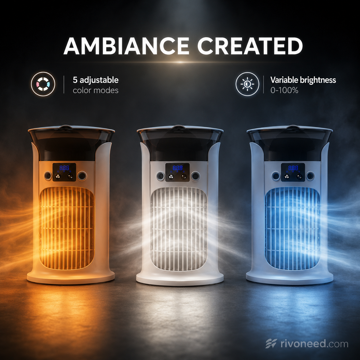 ❄️ 50% RABATT | 3-i-1 Luftkylare för skrivbordet 💧 Portabel dimkylare med LED-nattlampa