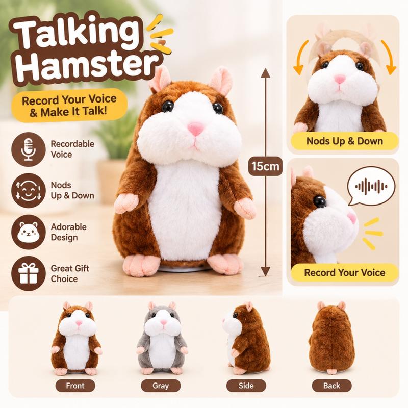 Pratande hamsterplysch, upprepar röster och skakar huvudet 🐹✨✅💥