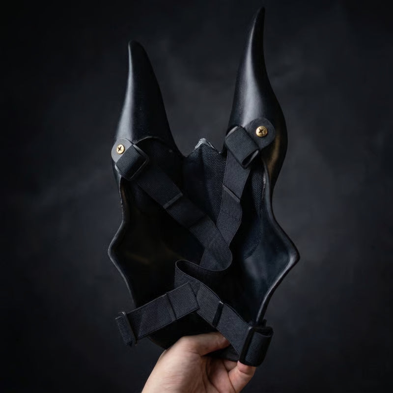 Egyptisk Anubis-mask: Handmålad schakalmask i konstgjord bladguld för cosplay och lyxig väggdekoration
