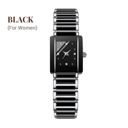 Fashion Ceramic Square Quartz Watch, klocka för par