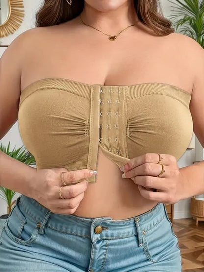🌞Sommarförsäljning 50% OFF🔥👚Plus Size Strapless Front Buckle andningsbar bh