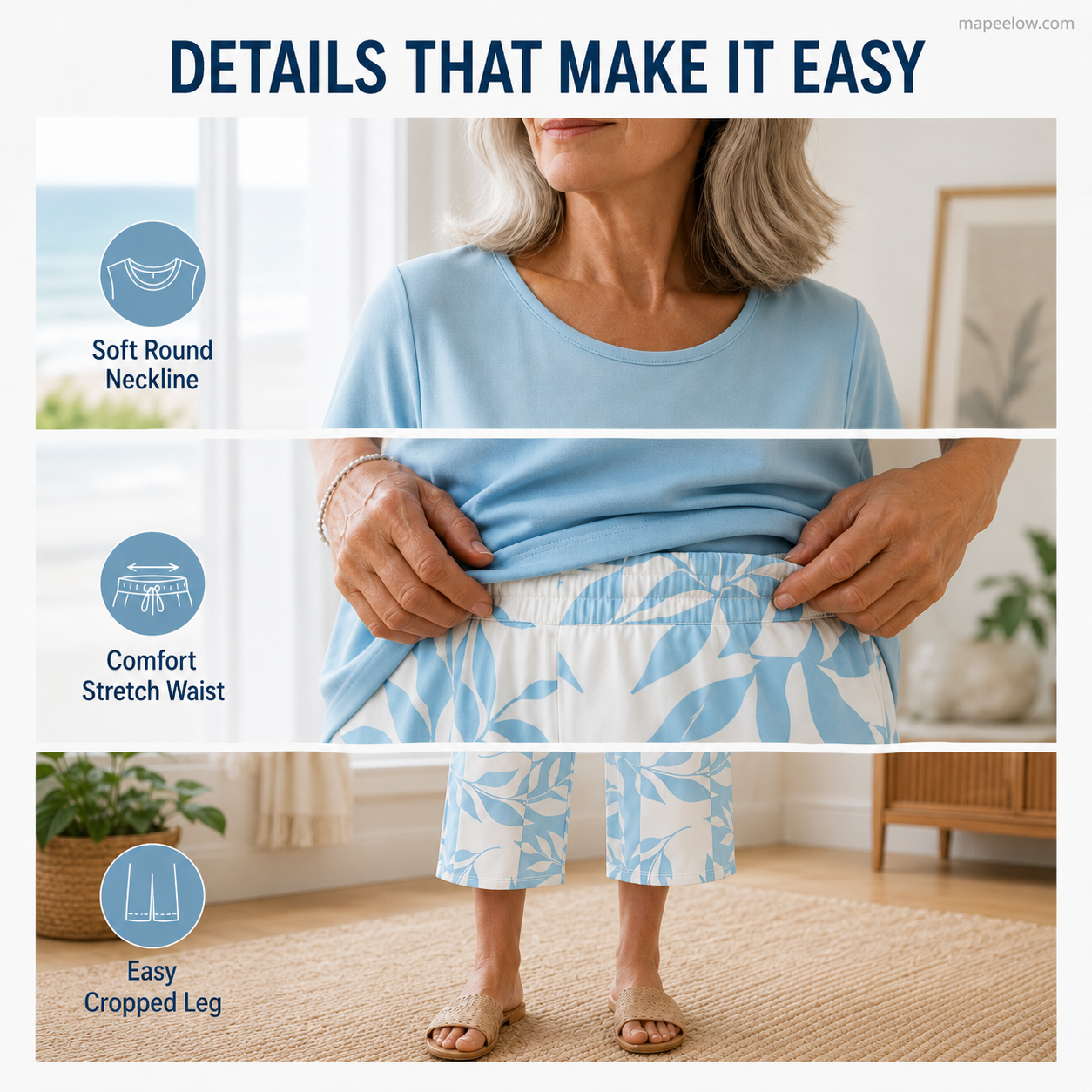 Women's Asymmetrical Top & Capri Pants 2-Piece Set