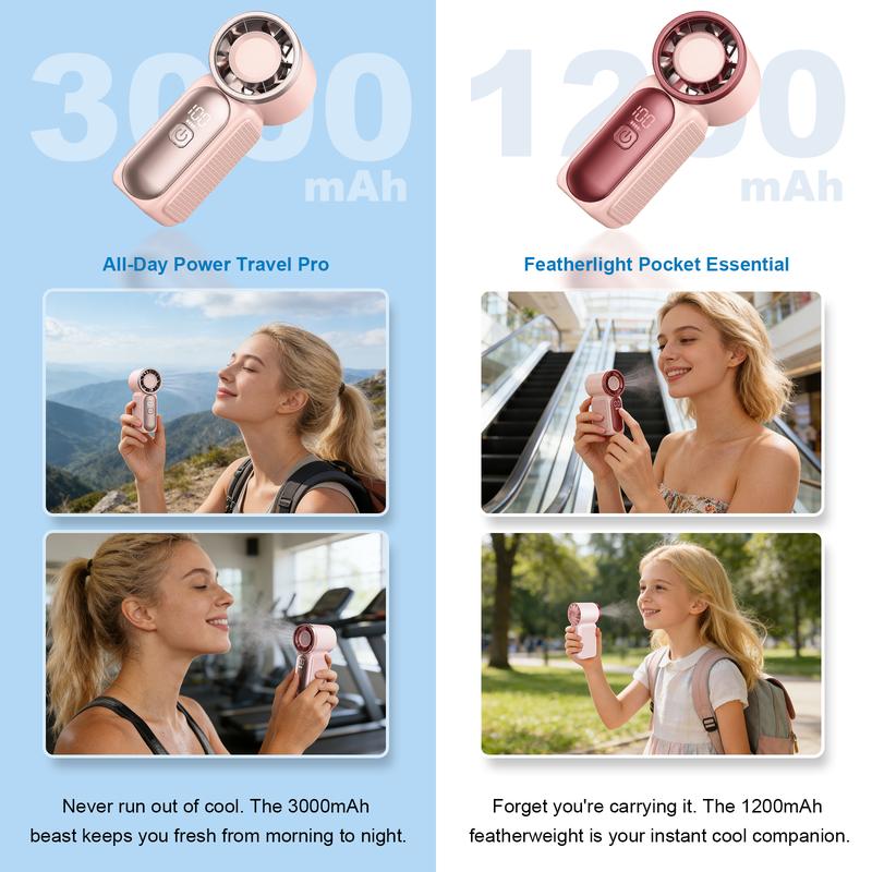 Minihårdfläkt med LED-display –👍Fläkt i fickformat med 5 hastigheter och turbofunktion.✨USB-uppladdningsbar, snabb kylning för resor och sminkning. Perfekt  present.  Bärbar kylning