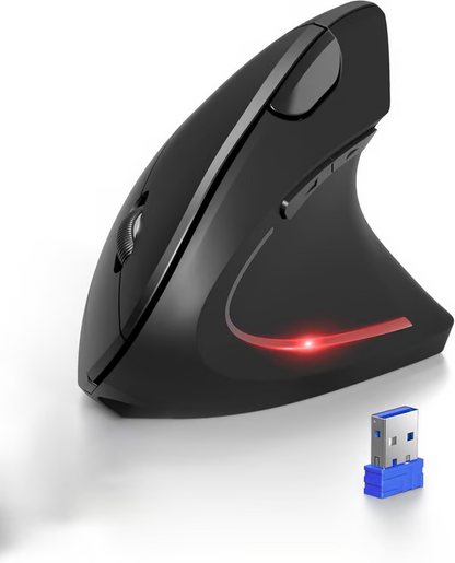 Trådlös USB-uppladdningsbar ergonomisk vertikal optisk mus