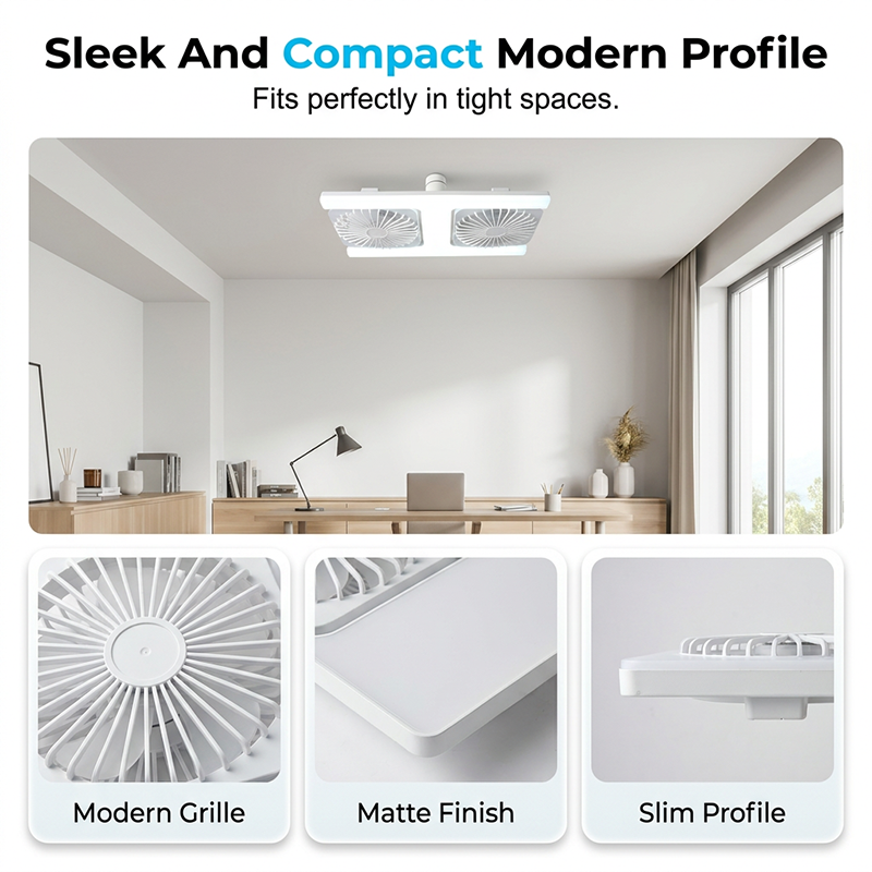 🌬️✨ Dubbel takfläkt med LED-ljus – modern design med fjärrkontroll för vardagsrum och sovrum
