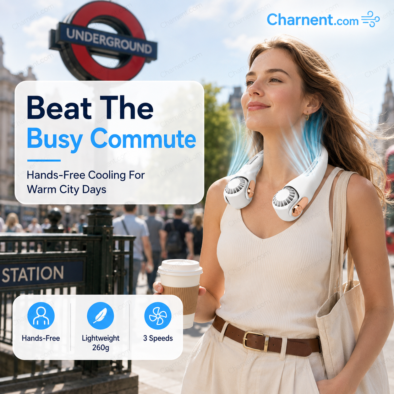 🍃 50% RABATT NU! 💨 Neck Air Conditioner Fan – Tyst, Bärbar & 360° Roterbar – Perfekt för Sommar 🌞
