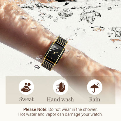 Fashion Ceramic Square Quartz Watch, klocka för par