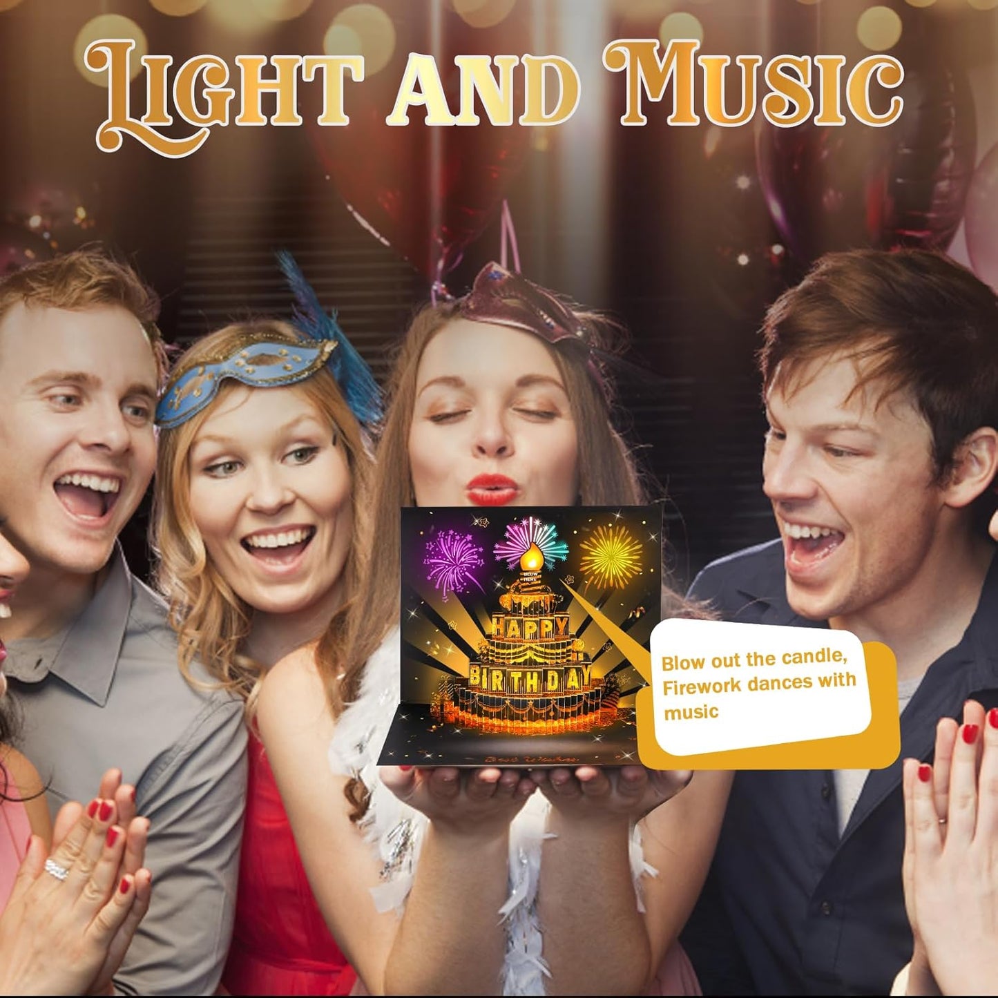 🎉3D-popup-musikalisk födelsedagskort med ljus och sång🎵🎂