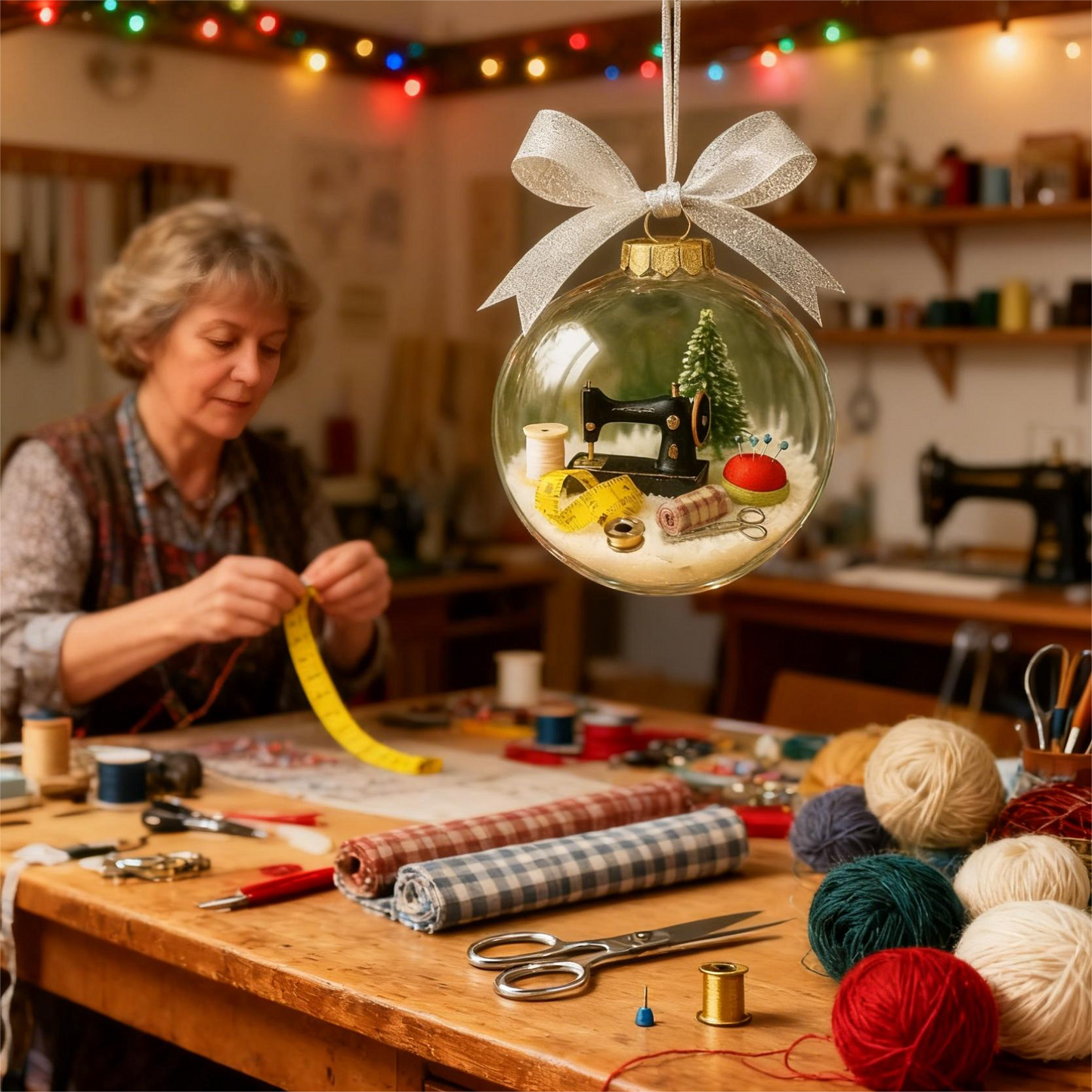 🎄 Julig snöglob-pynt med sömnadstema