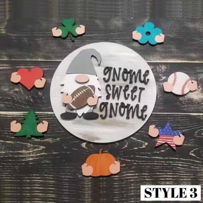 🎅Saisonangebot🌟Ihr ganzjähriges Fest der Kreativität!🎄Austauschbares hölzernes Gnom-Willkommensschild🎈