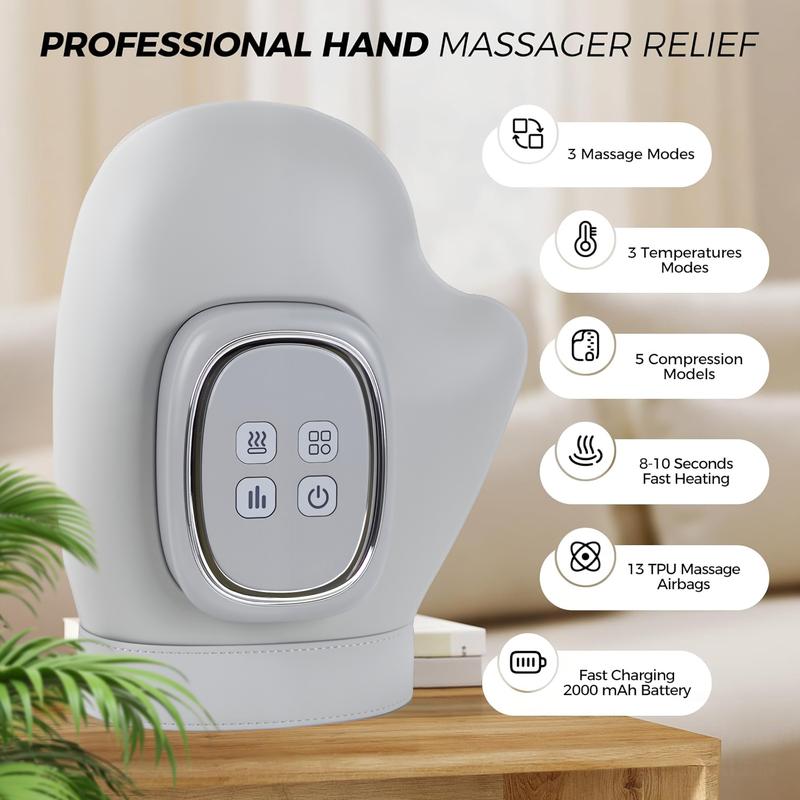 💆 Lindra trötta händer och handleder – Luftkompressionsmassager med 3 lägen, 5 intensitetsnivåer och automatisk timer