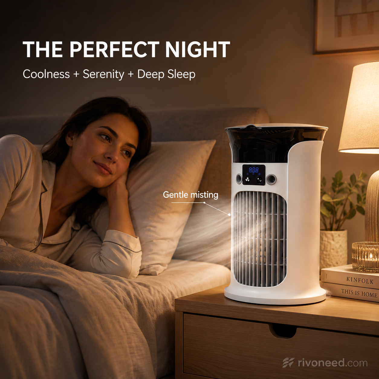 ❄️ 50% RABATT | 3-i-1 Luftkylare för skrivbordet 💧 Portabel dimkylare med LED-nattlampa
