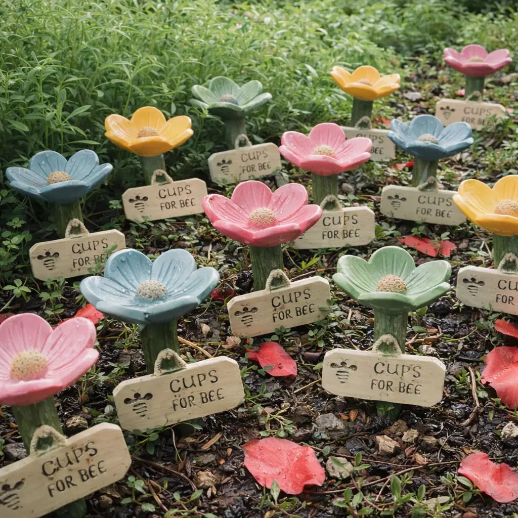 🐝 Blomformad vattenstation för bin 💧