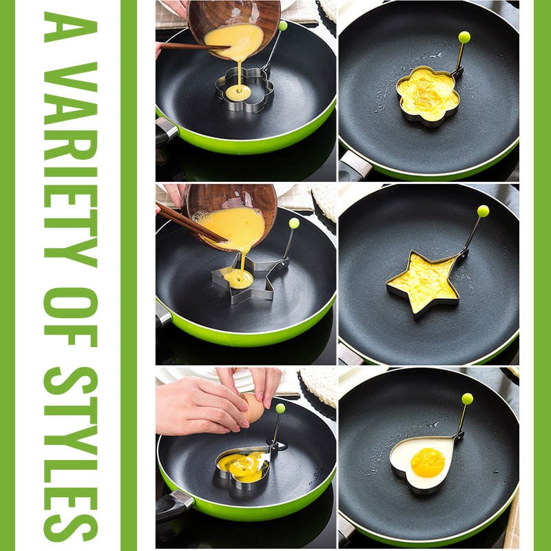 🍳🥛Äggform 5 st | Livsmedelssäker 304 Rostfritt Stål | Multifunktionell Äggstekare för Frukost
