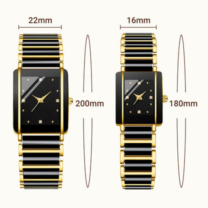 Fashion Ceramic Square Quartz Watch, klocka för par