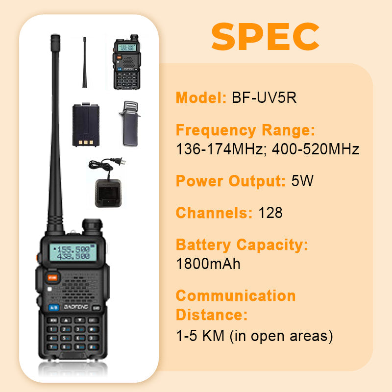 📡 UV-5R Hamradio Långdistans UV5R Two-Way Radio Dualband Walkie-Talkie