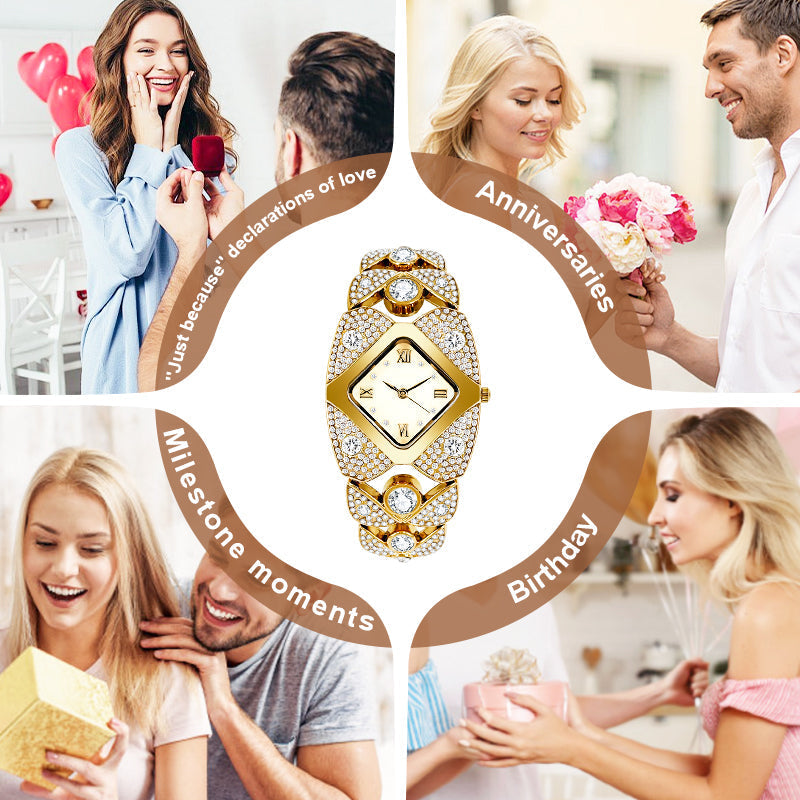 ✨🕰️Retro kvarts klocka för kvinnor med glittrande strassstenar