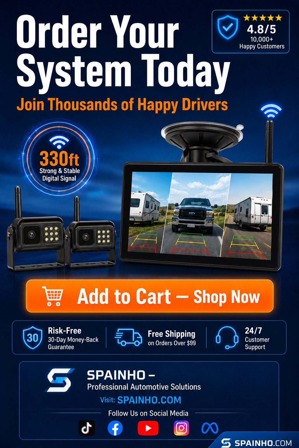 🔥🎁NYHET 50% RABATT🔥Trådlöst backkamerasystem i 1080p HD