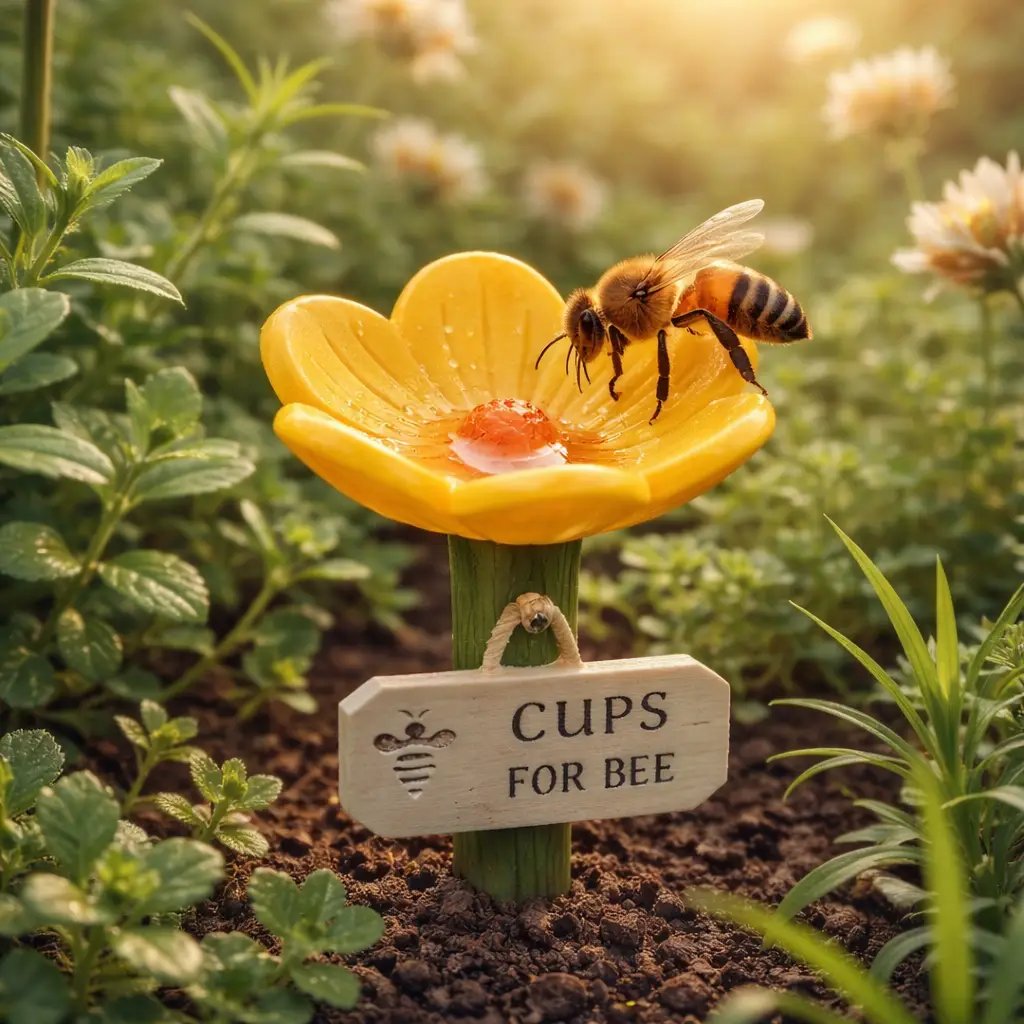 🐝 Blomformad vattenstation för bin 💧