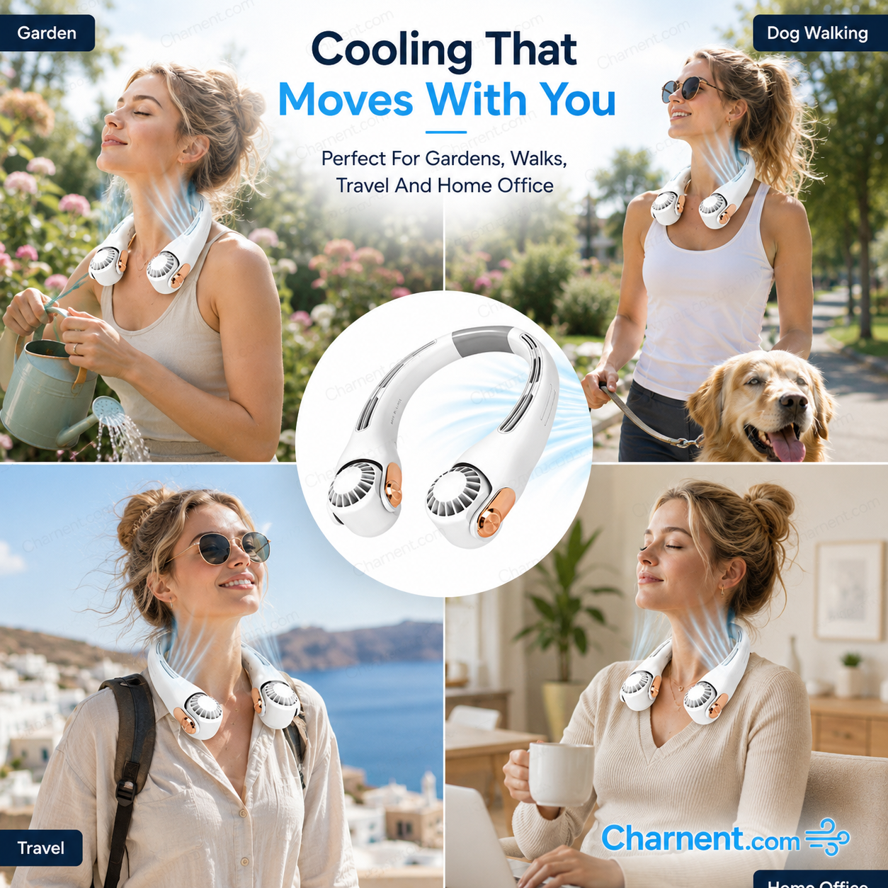 🍃 50% RABATT NU! 💨 Neck Air Conditioner Fan – Tyst, Bärbar & 360° Roterbar – Perfekt för Sommar 🌞