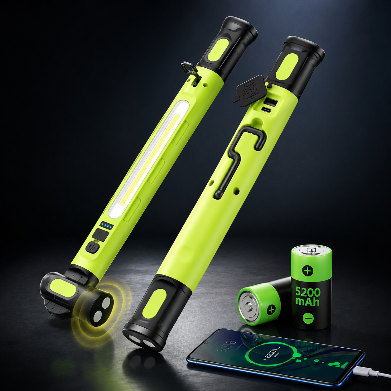 Uppladdningsbar LED-arbetslampa – 3000LM Magnetisk Portabel Verkstadslampa med 360° Rotation & Powerbank-funktion 🔦