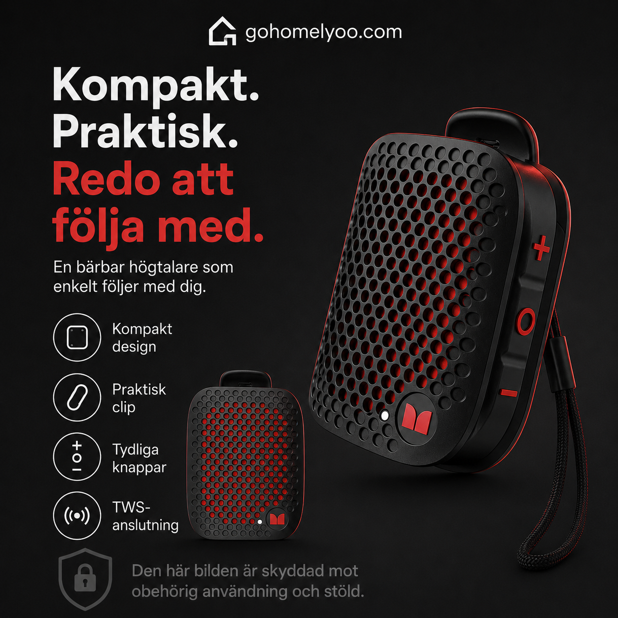 Vattentät Bluetooth-cykelhögtalare med monteringsfäste