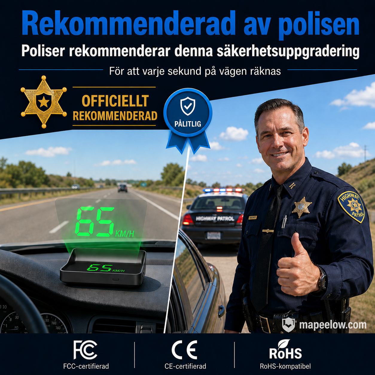 Head-up-display (HUD) Automatisk GPS digital varvräknare