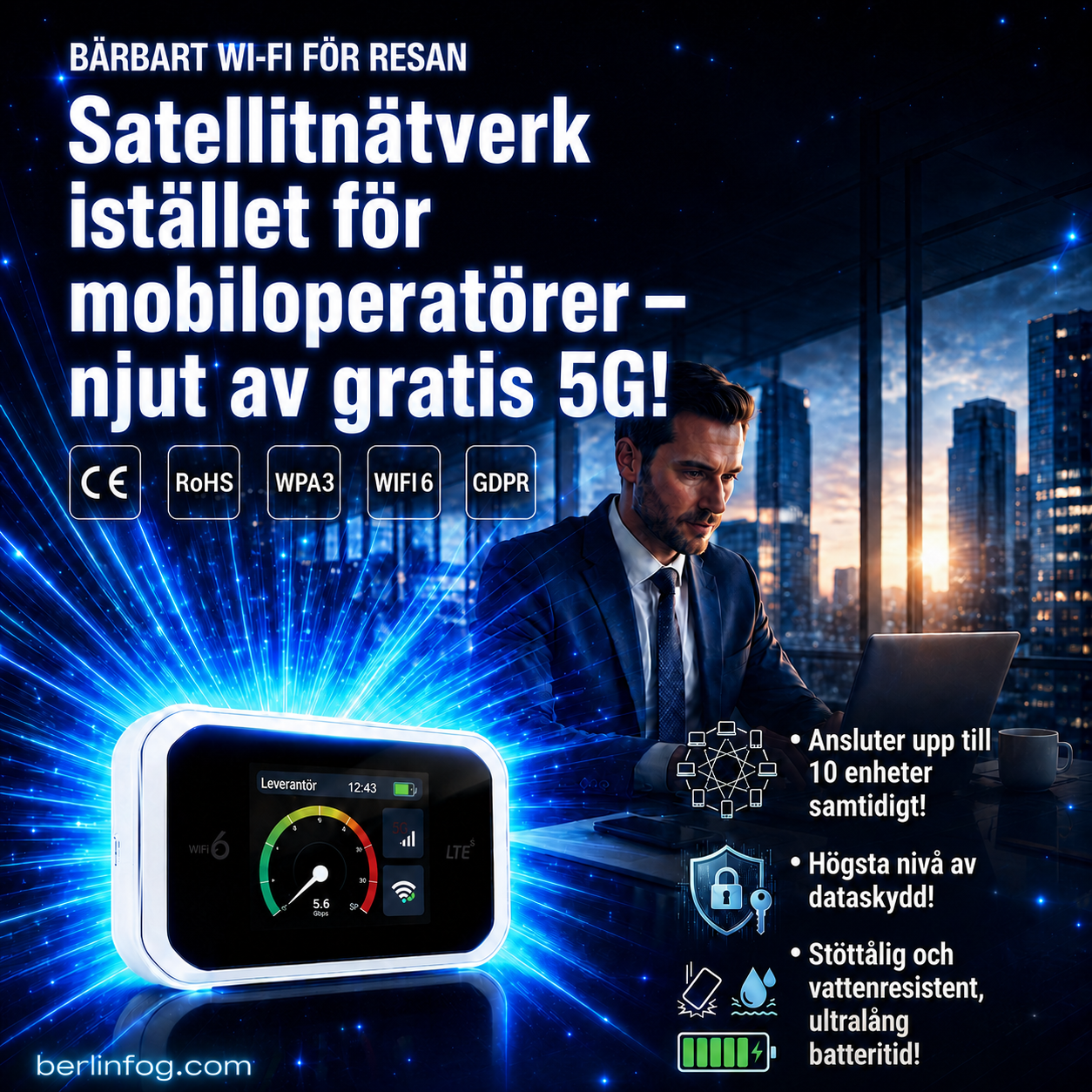 📶Bärbart Wi-Fi som är kompatibelt med alla nätverk.