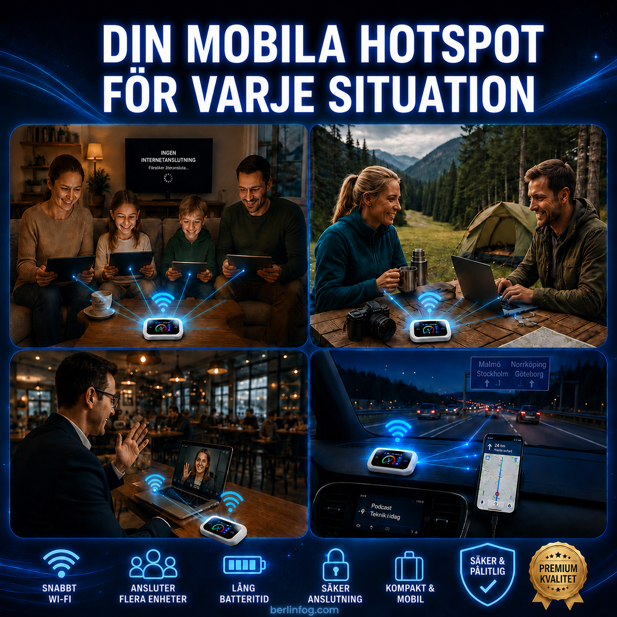 📶Bärbart Wi-Fi som är kompatibelt med alla nätverk.