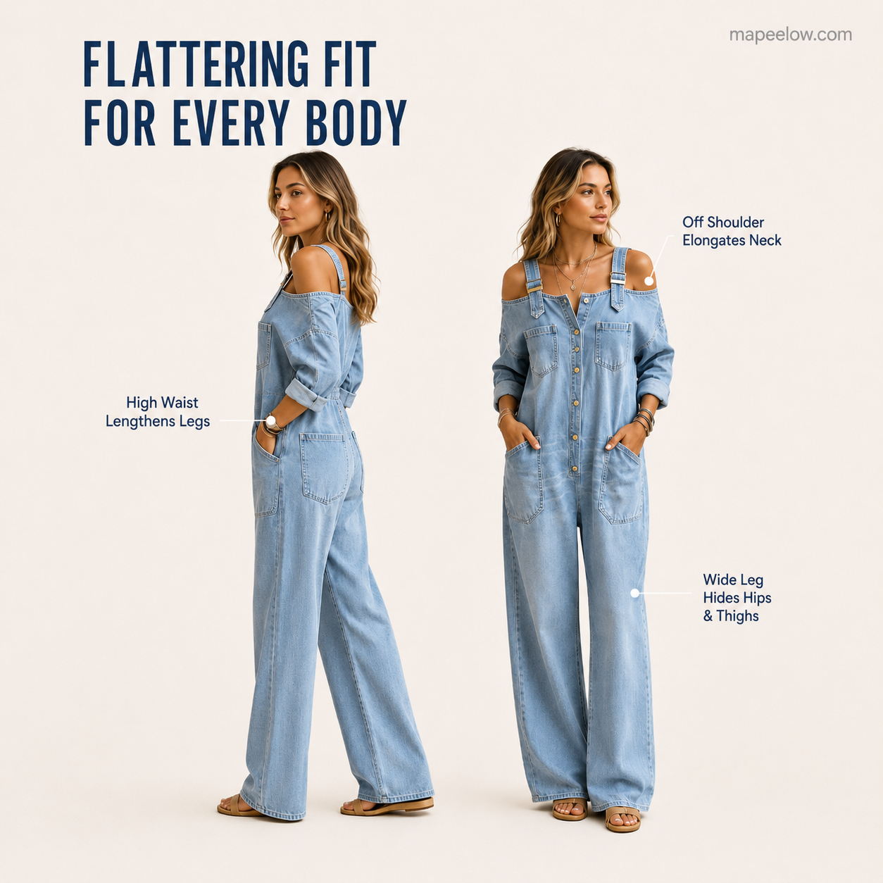 Lös jumpsuit med vida ben och fickor