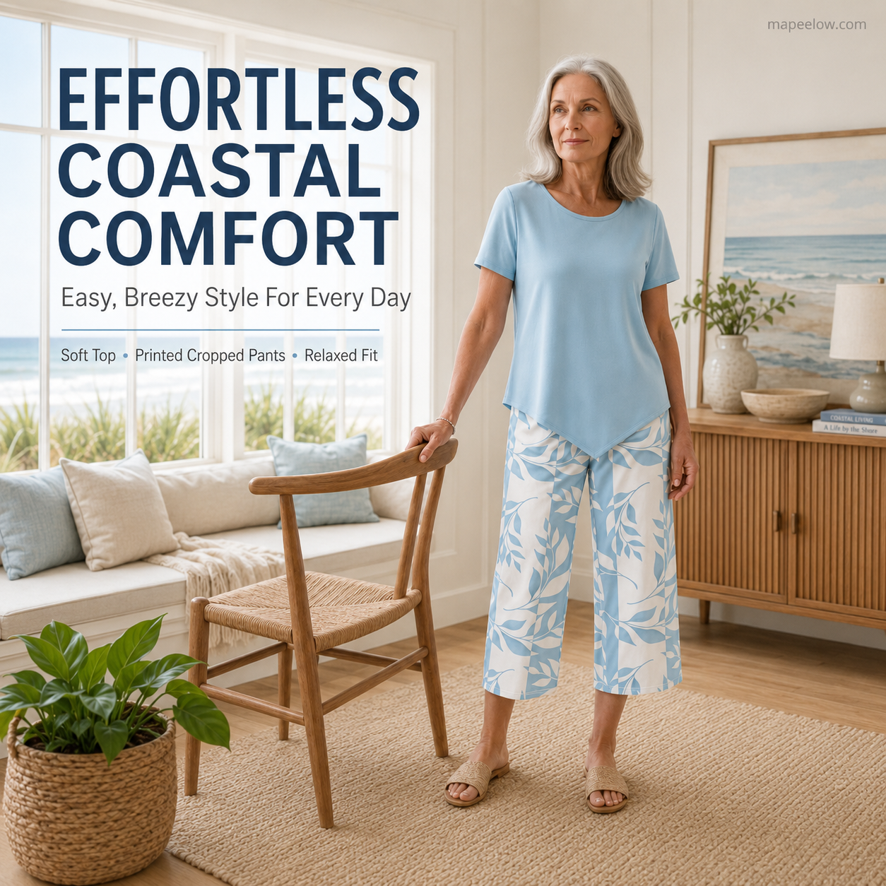 Women's Asymmetrical Top & Capri Pants 2-Piece Set