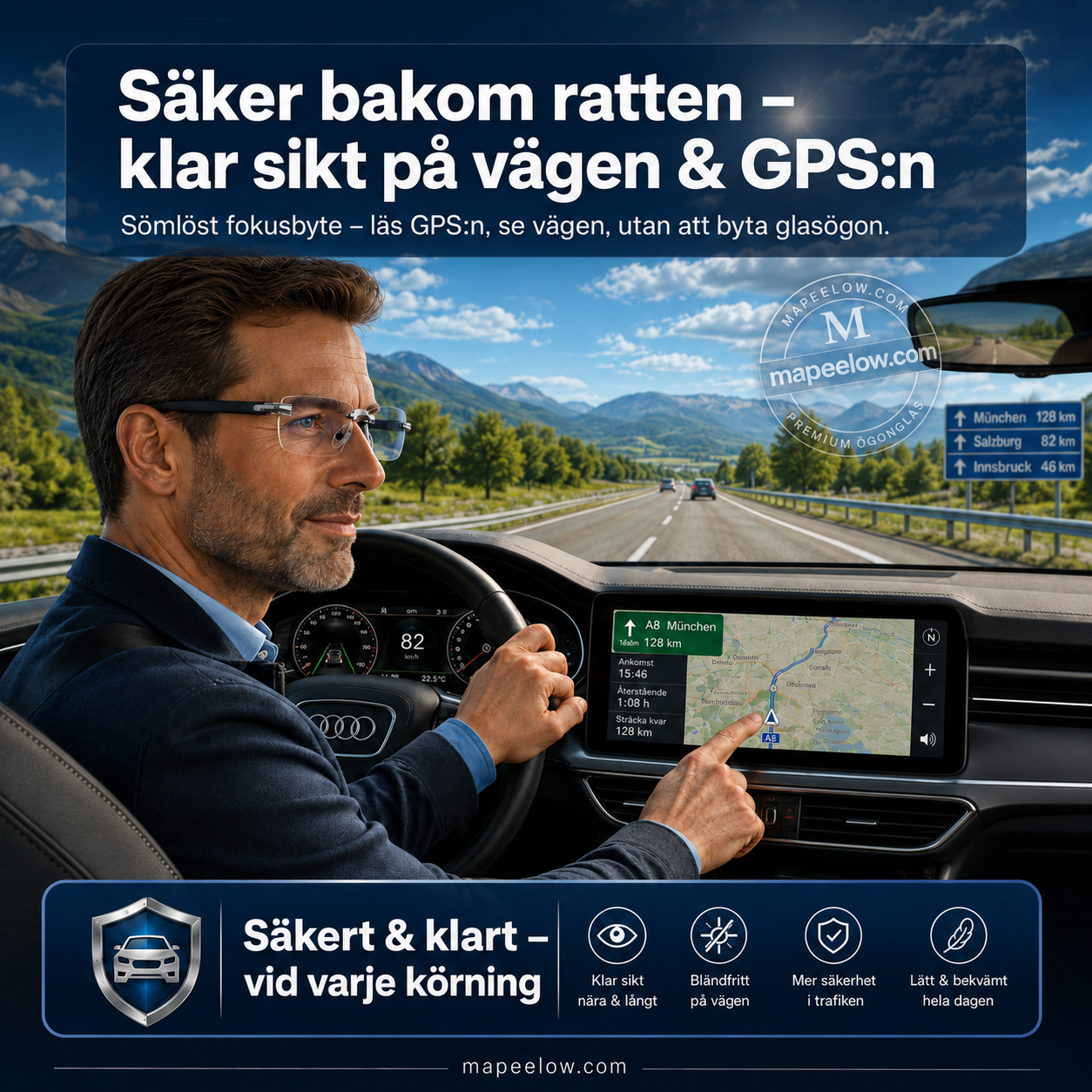 Ramlösa, ultralätta läsglasögon med diamantslipning