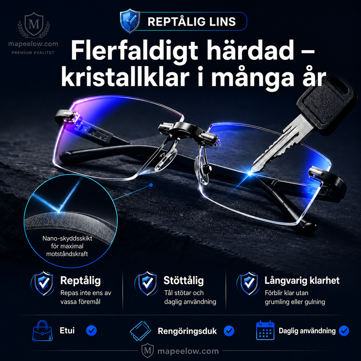 Ramlösa, ultralätta läsglasögon med diamantslipning
