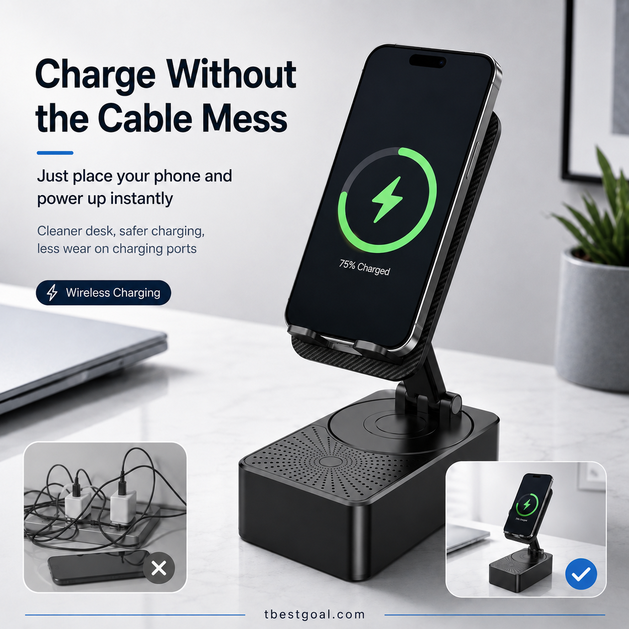 Presenttips - 3-i-1 trådlös Bluetooth-högtalare, laddningsstation och mobilställ